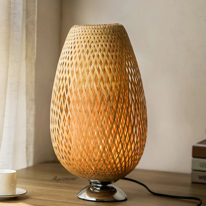 AntiqueBamboo - Lampe de Table Vintage en Bambou