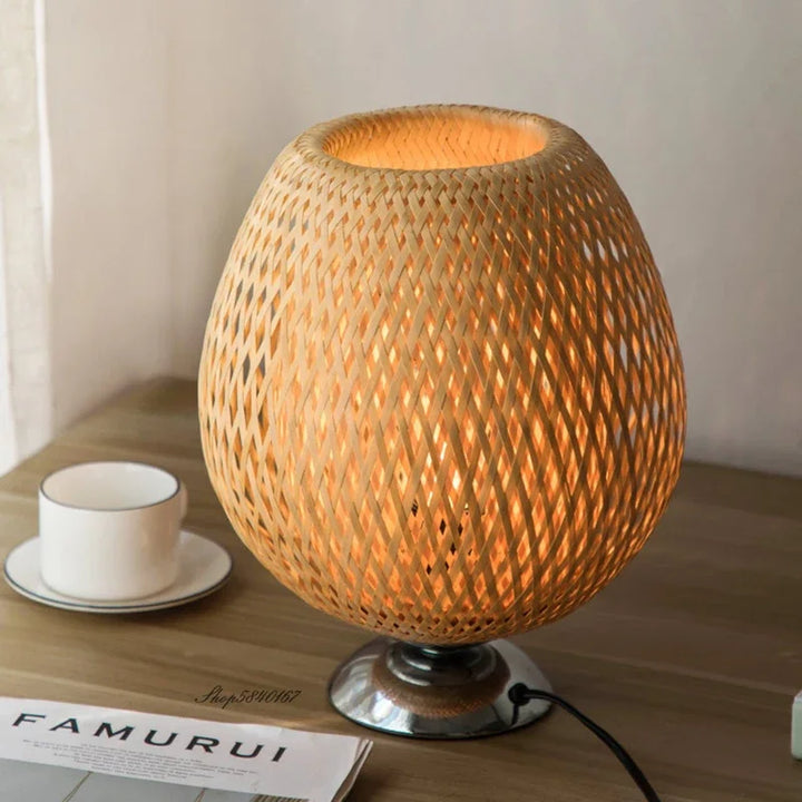 AntiqueBamboo - Lampe de Table Vintage en Bambou
